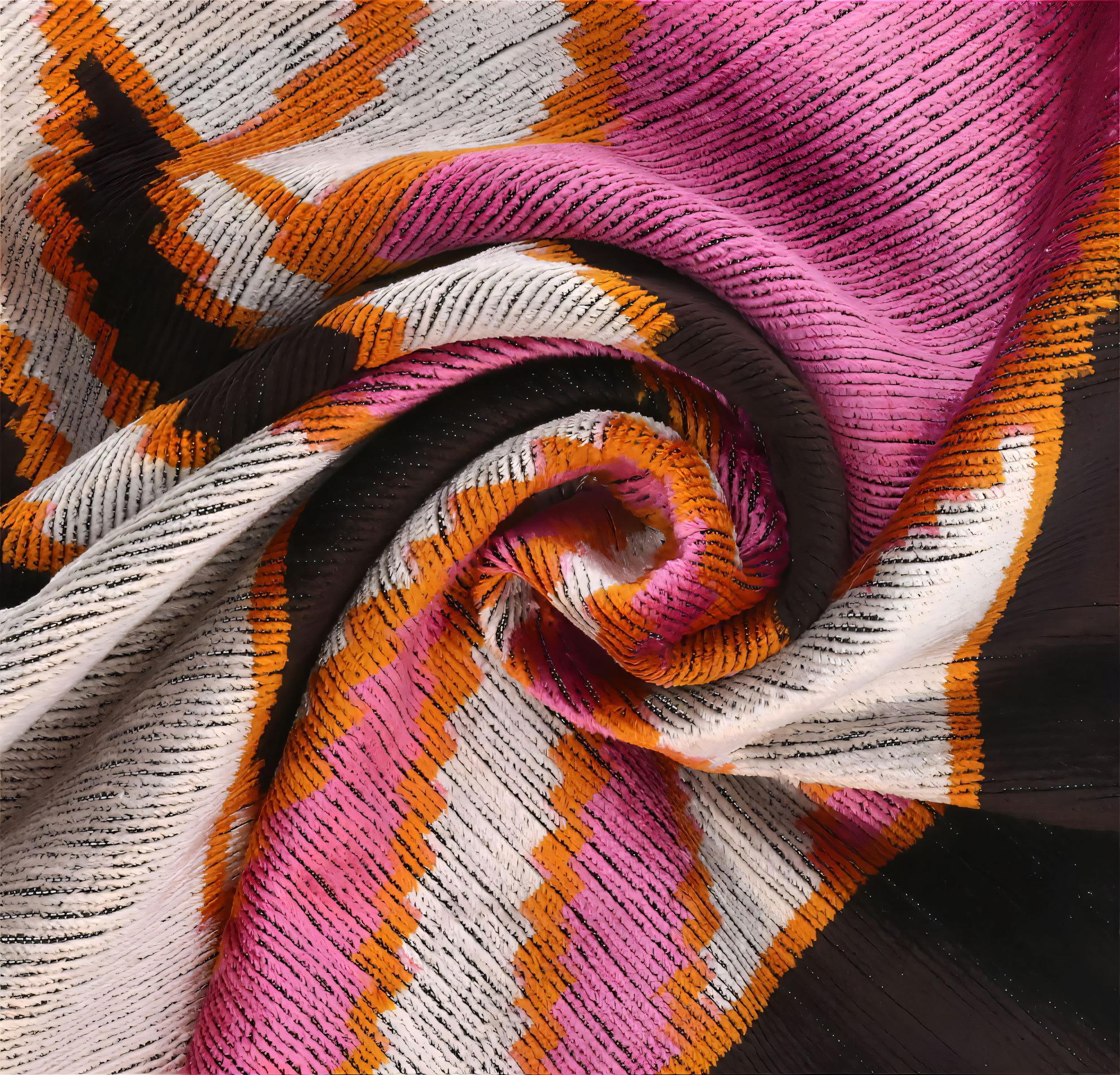 Handmade Geometric Silk Velvet Throw Pillow - 16x24, Pink and Orange Modern Design with Down Feather... - House Of Avana