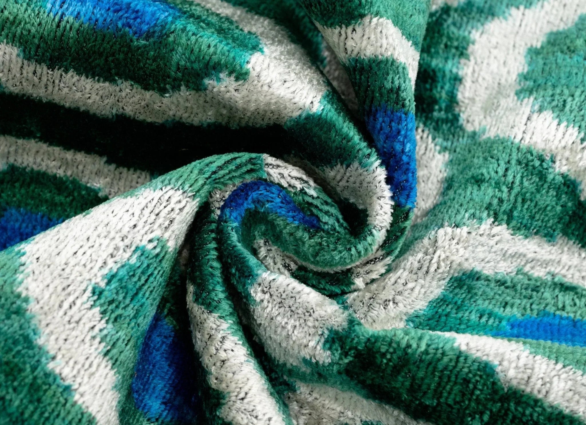Handmade Green and Blue Circle Design Throw Pillow - 16x24 inch, Silk Velvet, Vegetable Dyed with Premium Down Feather Insert Canvello
