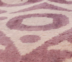 Handmade Ikat Silk Velvet Throw Pillow - 16x24, Lavender and Cream Luxury Cushion with Down Feather Insert Canvello