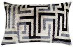 Handmade Luxury Black White Gray Decorative Pillow Cover & Premium Down Feather Insert |Made in USA| Soft Velvet Silk Throw Cushion 16x24 Canvello