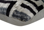 Handmade Luxury Black White Gray Decorative Pillow Cover & Premium Down Feather Insert |Made in USA| Soft Velvet Silk Throw Cushion 16x24 Canvello