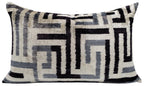 Handmade Luxury Black White Gray Decorative Pillow Cover & Premium Down Feather Insert |Made in USA| Soft Velvet Silk Throw Cushion 16x24 Canvello