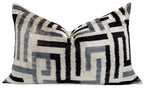 Handmade Luxury Black White Gray Decorative Pillow Cover & Premium Down Feather Insert |Made in USA| Soft Velvet Silk Throw Cushion 16x24 Canvello