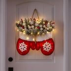 Luxury Handmade Christmas Mitten Wreath - Elegant Red & Snowflake Design with Faux Fur Trim, Leaves & Golden Accents, Durable Plastic, Perfect for Holiday Decor, Gifts, and Party Celebrations, Festive Gift Item | Elegant Wrea House Of Avana