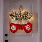 Luxury Handmade Christmas Mitten Wreath - Elegant Red & Snowflake Design with Faux Fur Trim, Leaves & Golden Accents, Durable Plastic, Perfect for Holiday Decor, Gifts, and Party Celebrations, Festive Gift Item | Elegant Wrea House Of Avana [[SKU:HOA-FLR-046]]