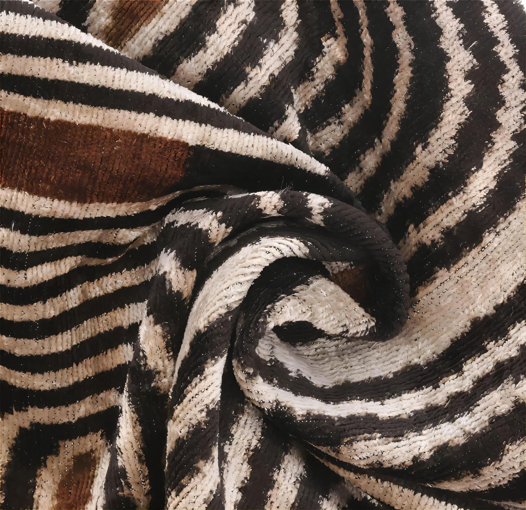 Handmade Modern Geometric Silk Velvet Throw Pillow - 16x24, Black and Cream with Down Feather Insert,... - House Of Avana
