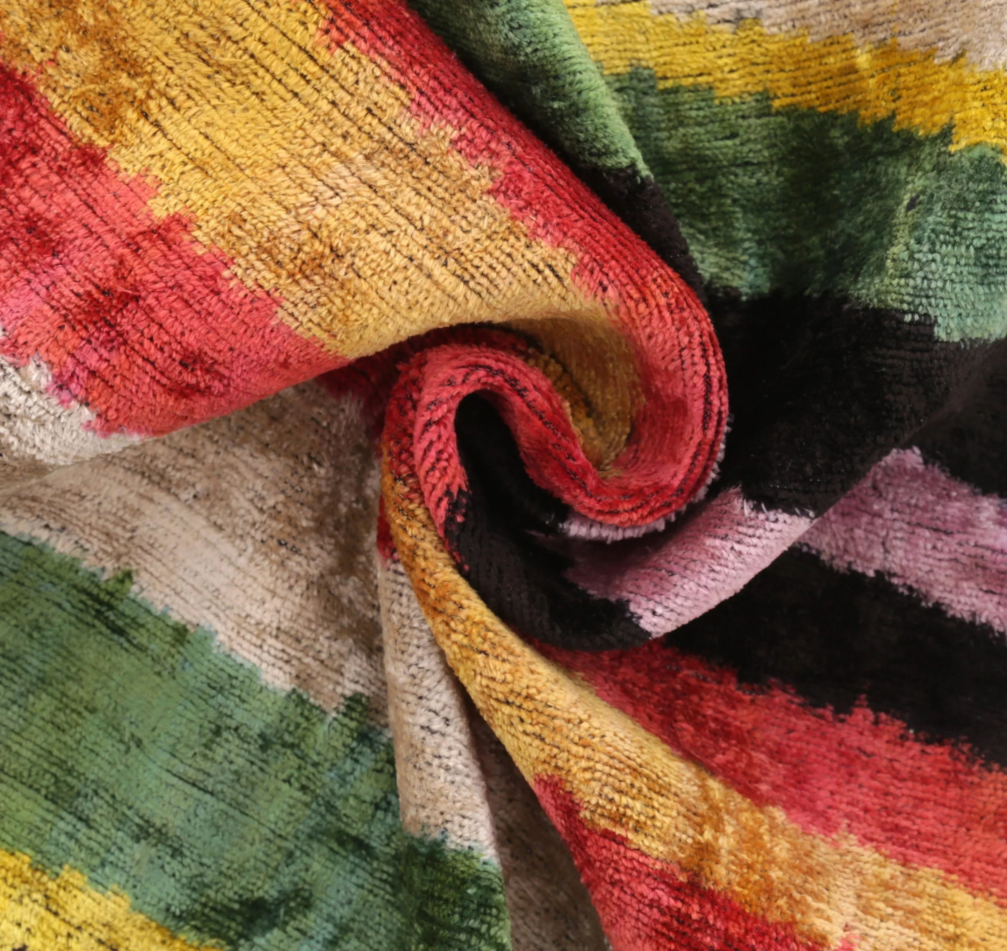 Handmade Multicolored Striped Silk Velvet Throw Pillow - 16x24, Luxury Cushion with Down Feather Insert,... - House Of Avana