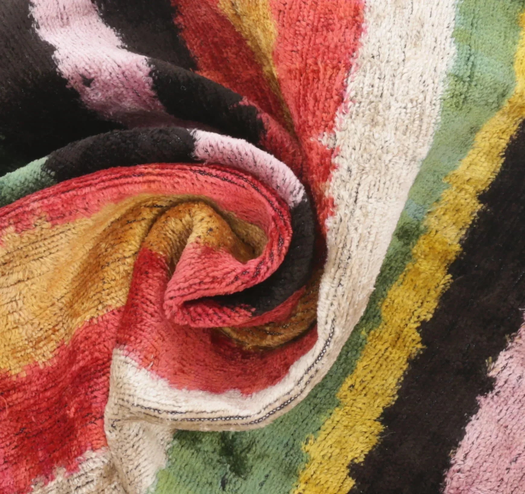 Handmade Multicolored Striped Silk Velvet Throw Pillow - 16x24, Luxury Cushion with Down Feather Insert,... - House Of Avana