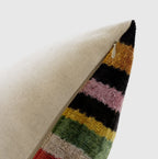 Handmade Multicolored Striped Silk Velvet Throw Pillow - 16x24, Luxury Cushion with Down Feather Insert,... - House Of Avana