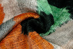 Handmade Orange Black Green Abstract Design Throw Pillow - 16x24 inch, Silk Velvet, Vegetable Dyed with Premium Down Feather Insert Canvello