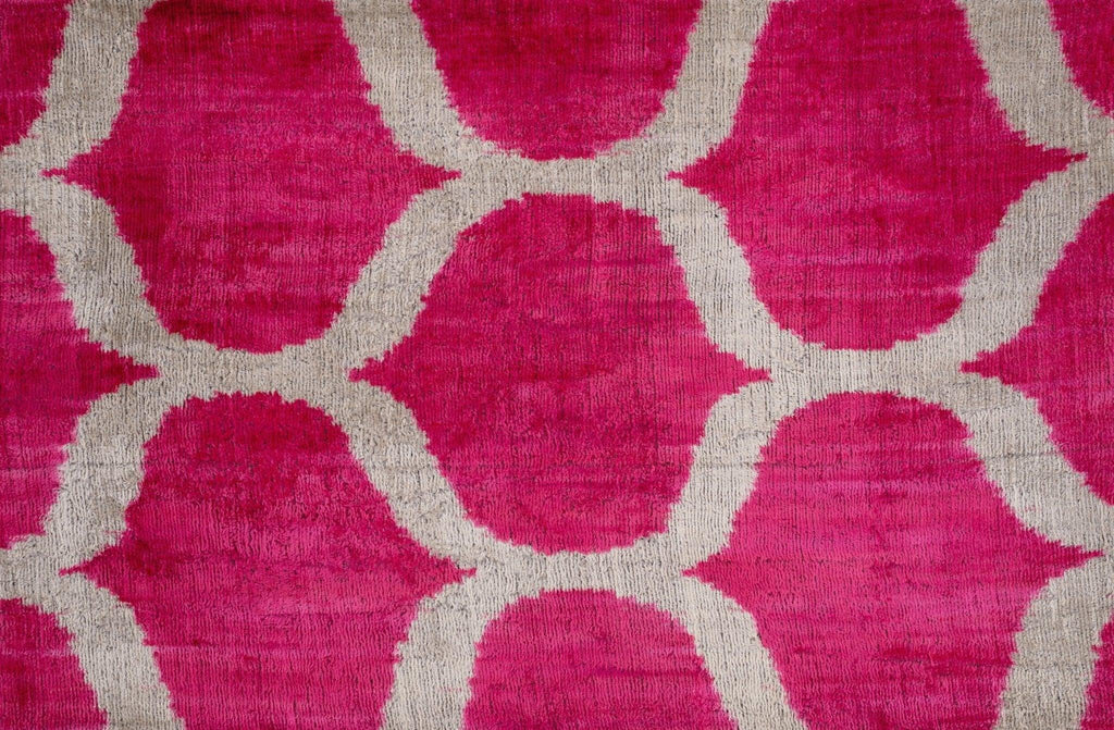 Handmade Pink Geometric Design Throw Pillow - 16x24 inch, Vegetable Dyed with Premium Down Feather Insert Canvello