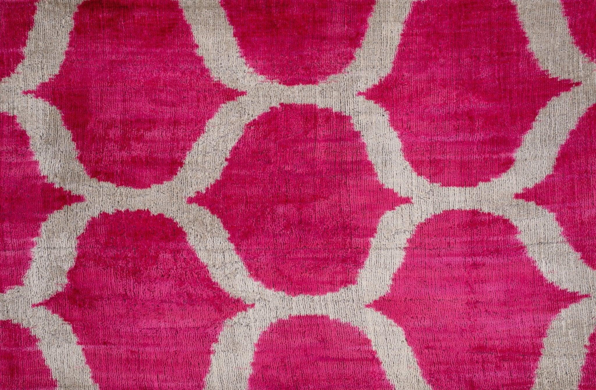 Handmade Pink Geometric Design Throw Pillow - 16x24 inch, Vegetable Dyed with Premium Down Feather Insert Canvello