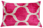 Handmade Pink Geometric Design Throw Pillow - 16x24 inch, Vegetable Dyed with Premium Down Feather Insert Canvello