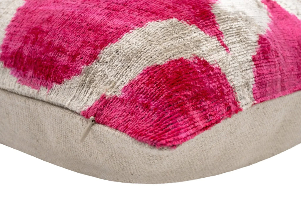 Handmade Pink Geometric Design Throw Pillow - 16x24 inch, Vegetable Dyed with Premium Down Feather Insert Canvello