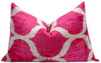 Handmade Pink Geometric Design Throw Pillow - 16x24 inch, Vegetable Dyed with Premium Down Feather Insert Canvello