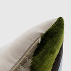 Handmade Retro Geometric Silk Velvet Throw Pillow - 16x24, Green and Blue with Down Feather Insert Canvello