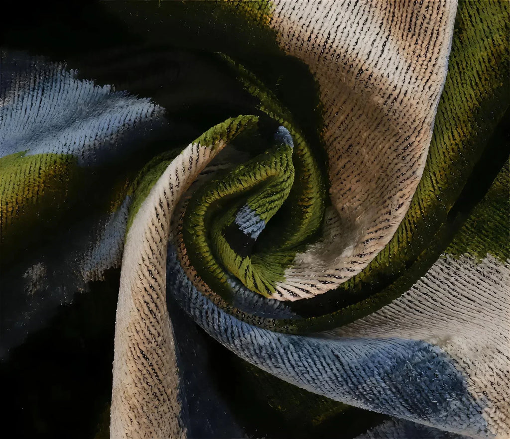 Handmade Retro Geometric Silk Velvet Throw Pillow - 16x24, Green and Blue with Down Feather Insert Canvello