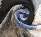 Handmade Silk Velvet Abstract Throw Pillow - 20x20, Modern Blue, Black, and Gray Design with Down... - House Of Avana