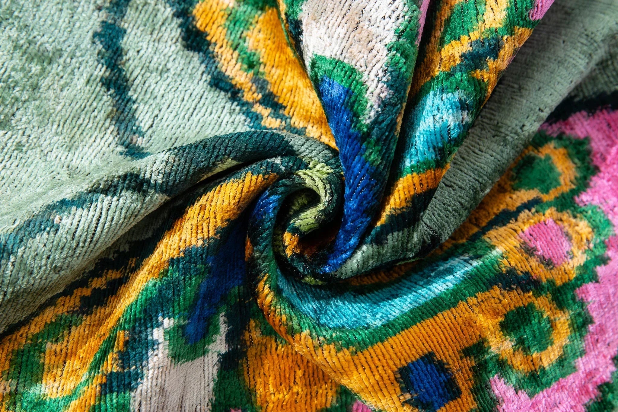 Handmade Silk Velvet Butterfly Throw Pillow - 20x20, Vibrant Green, Pink, Orange, and Blue Design with Down Feather Insert Canvello