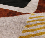 Handmade Silk Velvet Geometric Throw Pillow - 16x24, Black, Gold, and Rust Brown Modern Design with Down Feather Insert Canvello