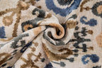Handmade Silk Velvet Ikat Throw Pillow - 20x20, Beige, Blue, and Brown Luxury Design with Down Feather Insert Canvello