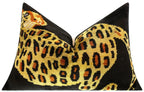 Handmade Silk Velvet Leopard Print Throw Pillow - 16x24, Bold Exotic Design with Down Feather Insert Canvello