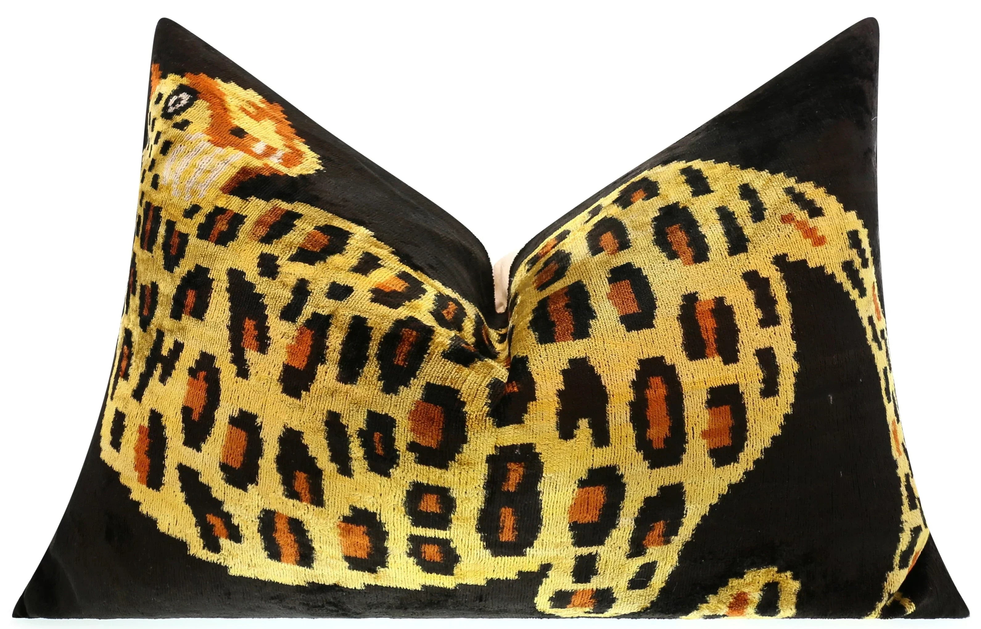 Handmade Silk Velvet Leopard Print Throw Pillow - 16x24, Bold Exotic Design with Down Feather Insert Canvello