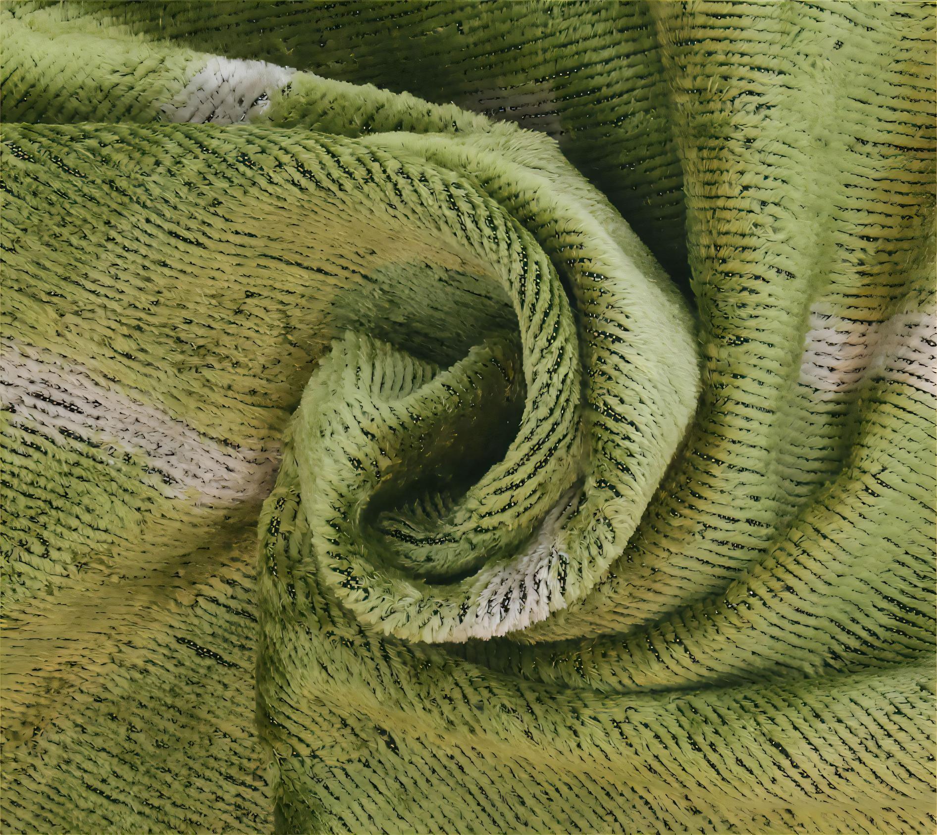 Handmade Silk Velvet Minimalist Throw Pillow - 20x20, Green with White Accent Lines, Down Feather Insert Canvello