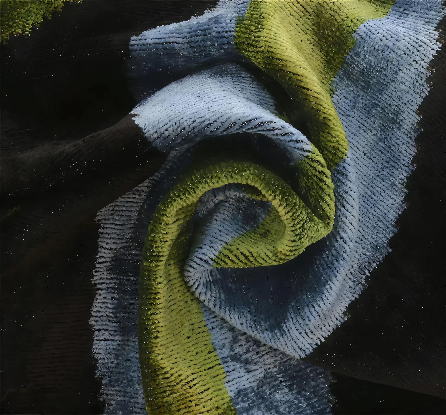 Handmade Silk Velvet Striped Throw Pillow - 16x16, Bold Green, Blue, and Black Design with Down Feather Insert Canvello
