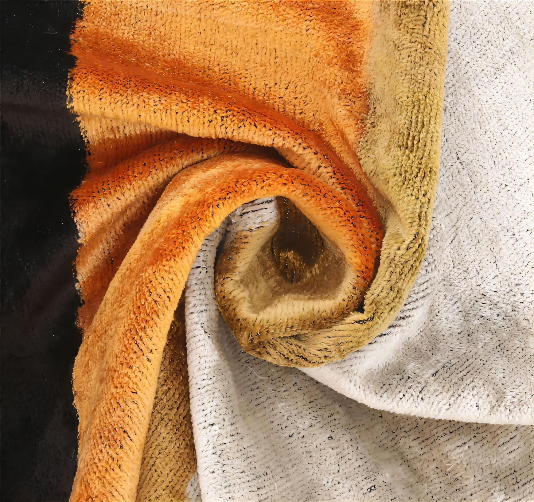 Handmade Silk Velvet Striped Throw Pillow - 20x20, Bold White, Gold, Orange, and Black Design with Down Feather Insert Canvello