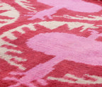 Handmade Silk Velvet Throw Pillow - 16x16, Red and Pink Traditional Design with Down Feather Insert Canvello