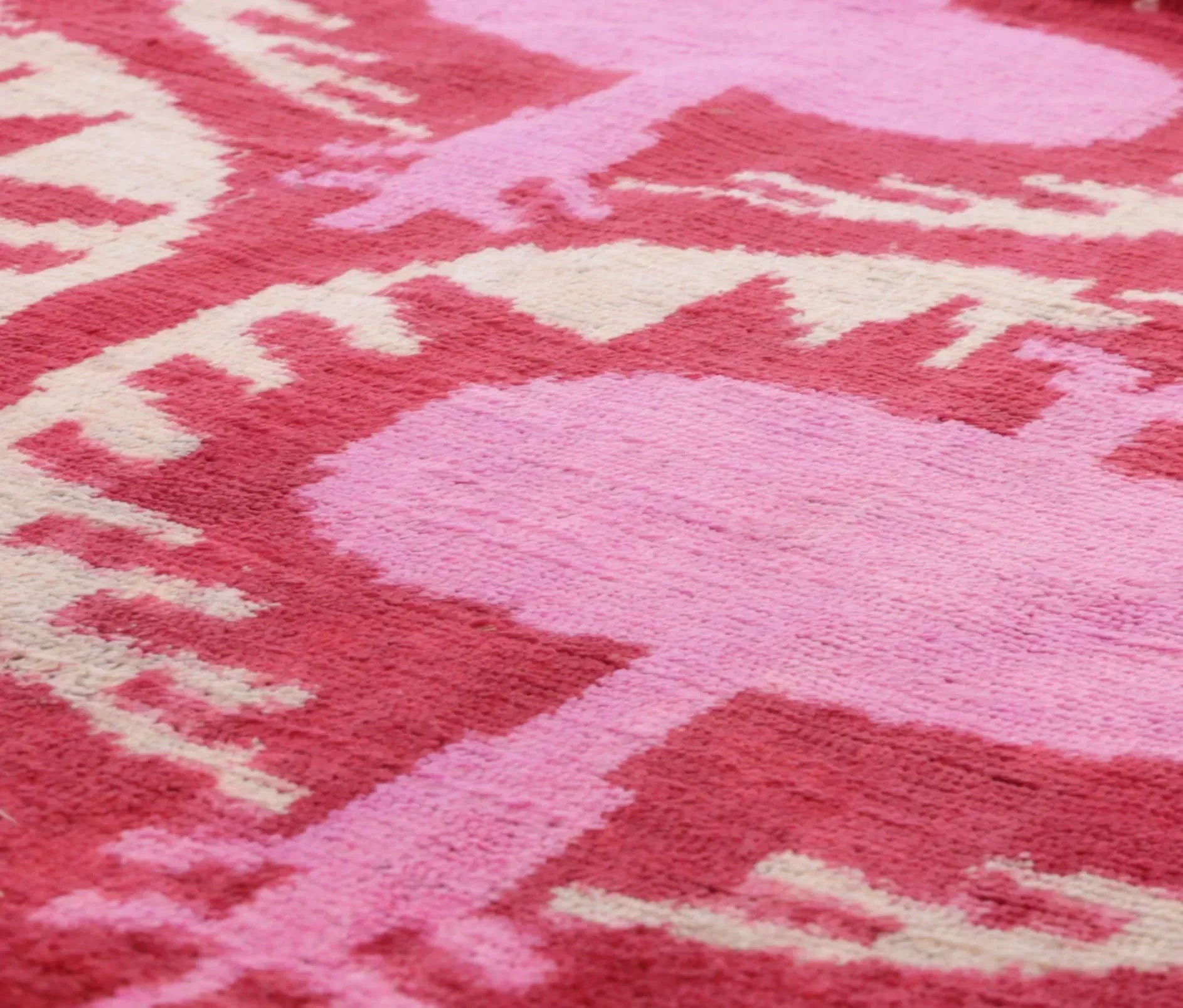 Handmade Silk Velvet Throw Pillow - 16x16, Red and Pink Traditional Design with Down Feather Insert Canvello