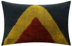 Handmade Silk Velvet Throw Pillow - 16x24, Black, Gold, and Brown Luxury Geometric Design with Down Feather Insert Canvello