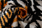 Handmade Silk Velvet Tiger Face Throw Pillow - 20x20, Bold Black, Orange, and White Design with Down Feather Insert Canvello