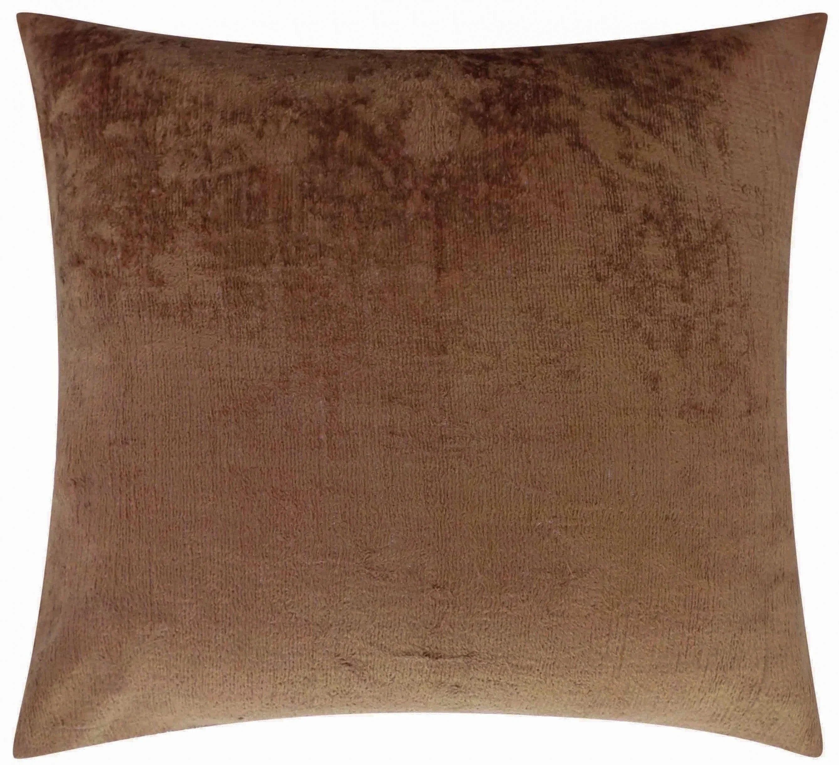 Handmade Solid Brown Silk Velvet Throw Pillow - 20x20, Luxurious Velvet Design with Down Feather Insert Canvello