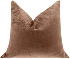 Handmade Solid Brown Silk Velvet Throw Pillow - 20x20, Luxurious Velvet Design with Down Feather Insert Canvello