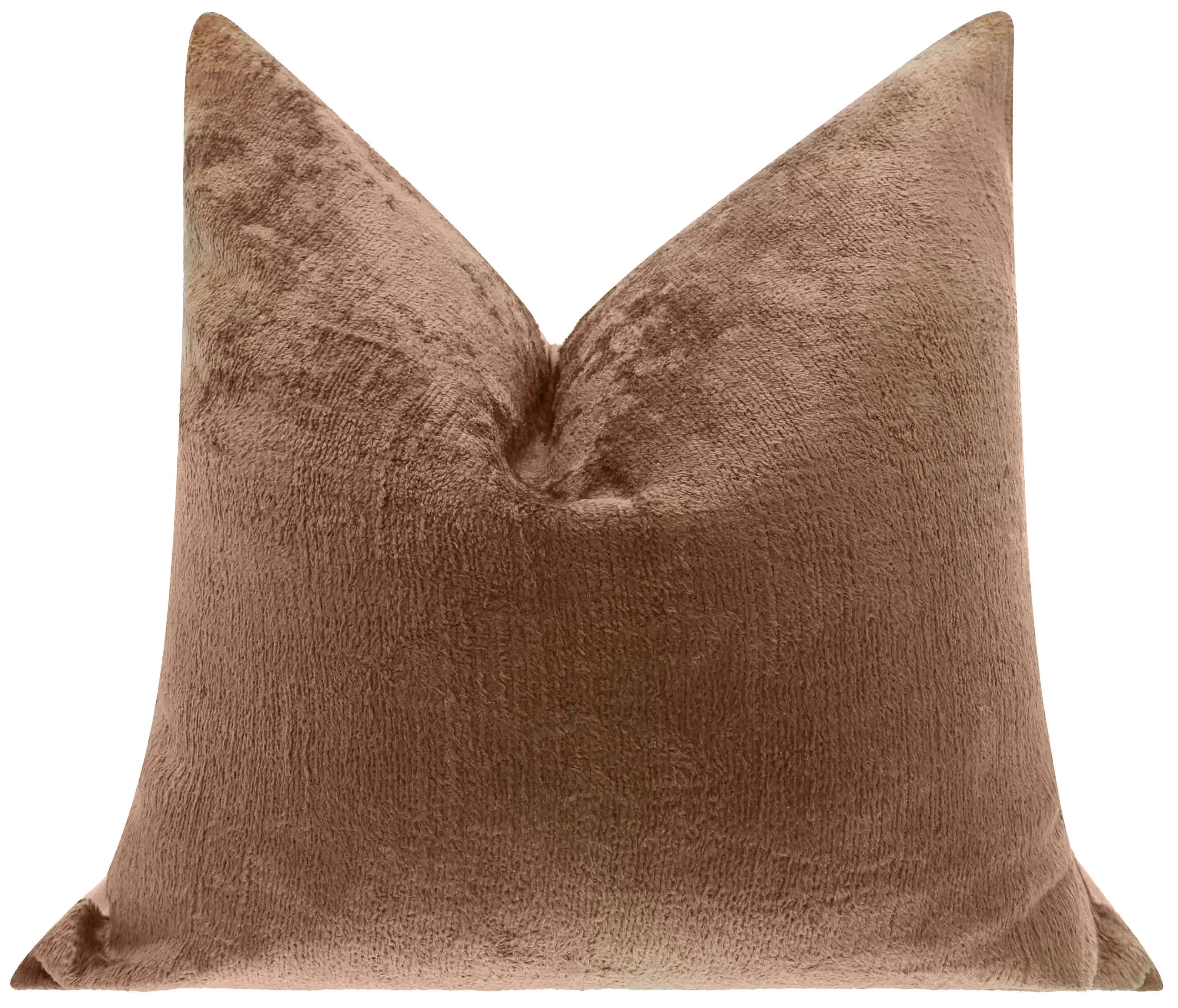 Handmade Solid Brown Silk Velvet Throw Pillow - 20x20, Luxurious Velvet Design with Down Feather Insert Canvello
