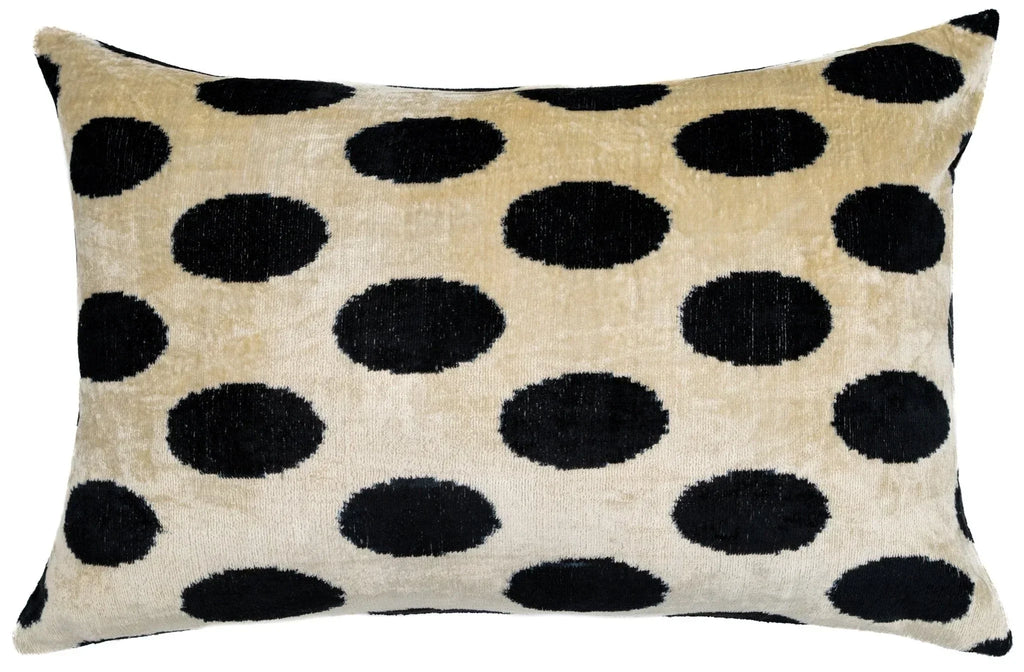 Handmade Throw Pillow Cover & Feather Insert | Black White Polka Dot| Soft Throw Pillow| Luxury Decorative for Couch | 16 x 24 in Canvello
