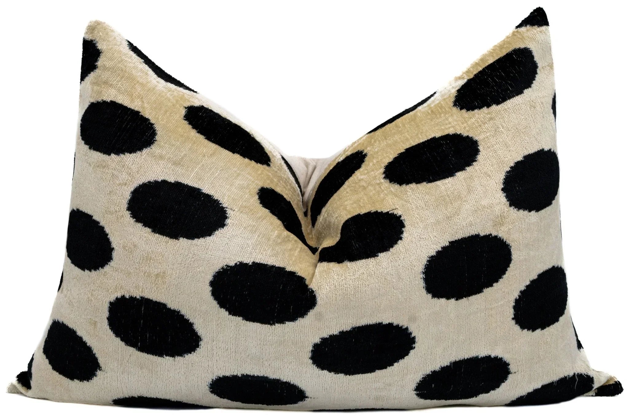Handmade Throw Pillow Cover & Feather Insert | Black White Polka Dot| Soft Throw Pillow| Luxury Decorative for Couch | 16 x 24 in Canvello