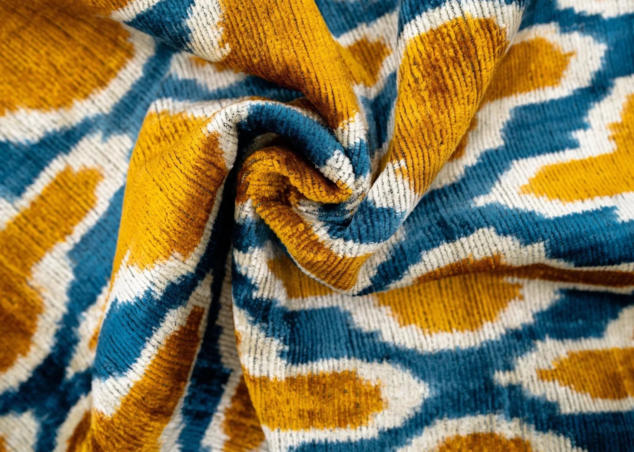 Handmade Throw Pillow Cover & Feather Insert | Gold Blue Geometric | Soft Throw Pillow| Luxury Decorative for Couch | 16 x 24 in Canvello