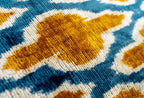 Handmade Throw Pillow Cover & Feather Insert | Gold Blue Geometric | Soft Throw Pillow| Luxury Decorative for Couch | 16 x 24 in Canvello