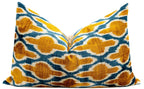 Handmade Throw Pillow Cover & Feather Insert | Orange Blue Pillow | Soft Throw Pillow| Luxury Decorative... - House Of Avana