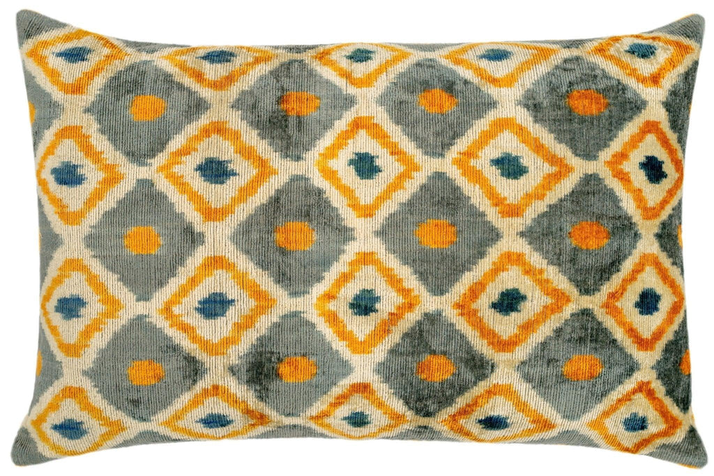 Handmade Throw Pillow Cover & Feather Insert | Orange Gray Pillow | Soft Throw Pillow| Luxury Decorative for Couch | 16 x 24 in Canvello