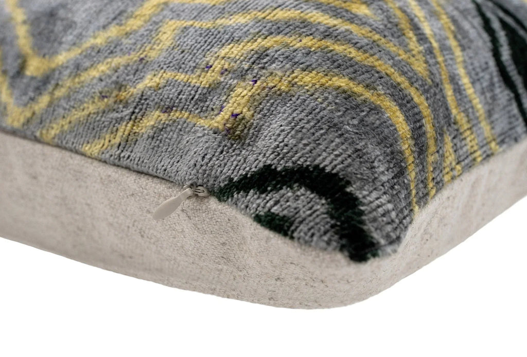 Handmade Throw Pillow Cover & Feather Insert | Yellow Gray Pillow | Soft Throw Pillow| Luxury Decorative for Couch | 16 x 24 in Canvello