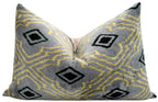 Handmade Throw Pillow Cover & Feather Insert | Yellow Gray Pillow | Soft Throw Pillow| Luxury Decorative for Couch | 16 x 24 in Canvello