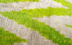 Handmade Throw Pillow Cover & Feather Insert | Zigzag Green Ivory | Soft Throw Pillow| Luxury Decorative for Couch | 16 x 24 in Canvello