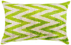 Handmade Throw Pillow Cover & Feather Insert | Zigzag Green Ivory | Soft Throw Pillow| Luxury Decorative for Couch | 16 x 24 in Canvello