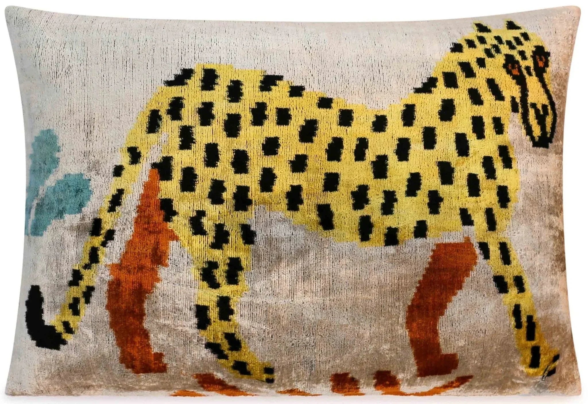 Handmade Velvet Lumbar Pillow with Yellow and Black Cheetah Design - High-quality 16x24 Inch Decorative... - House Of Avana