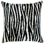 Handmade Velvet Throw Pillow with Black and White Zebra Print Design - High-Quality 20x20 Inch Decorative Accent with Premium Down Feather Insert Canvello