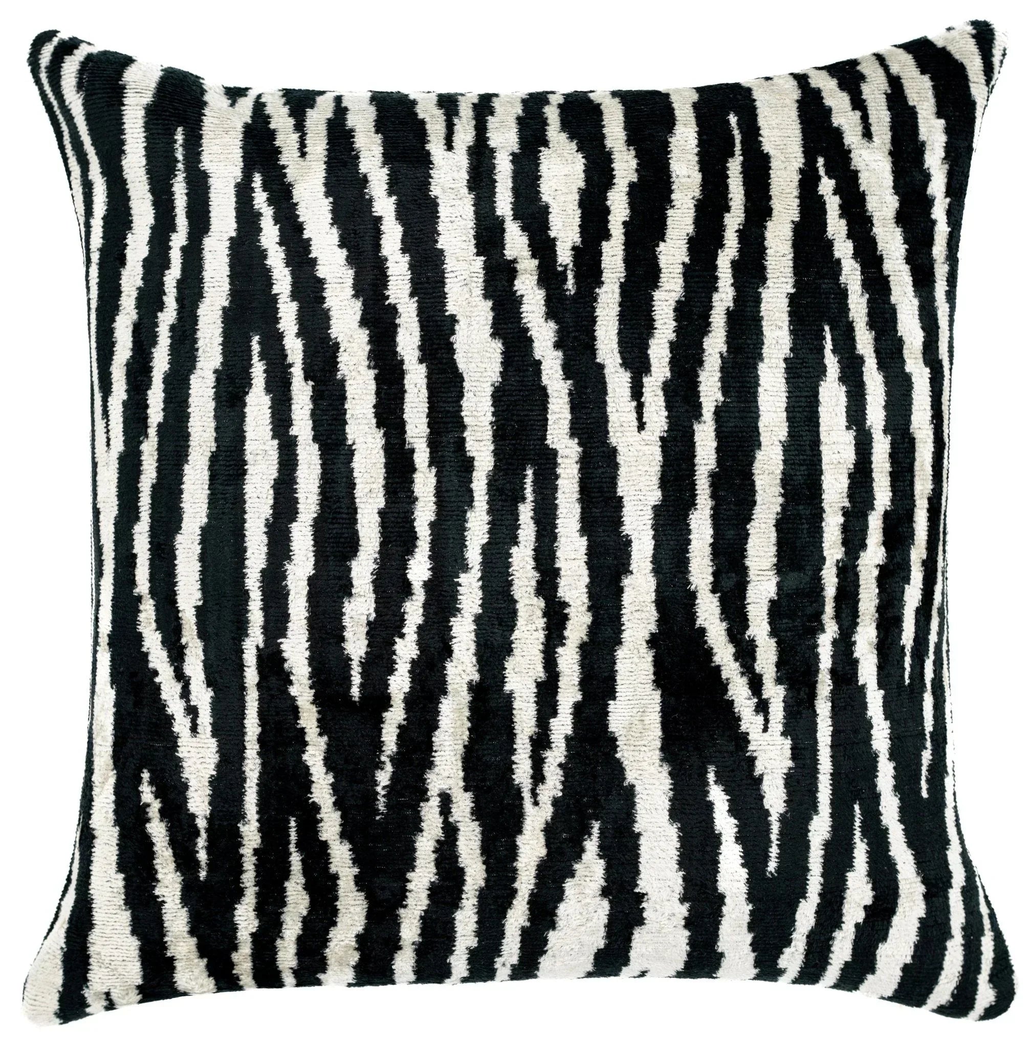 Handmade Velvet Throw Pillow with Black and White Zebra Print Design - High-Quality 20x20 Inch Decorative Accent with Premium Down Feather Insert Canvello